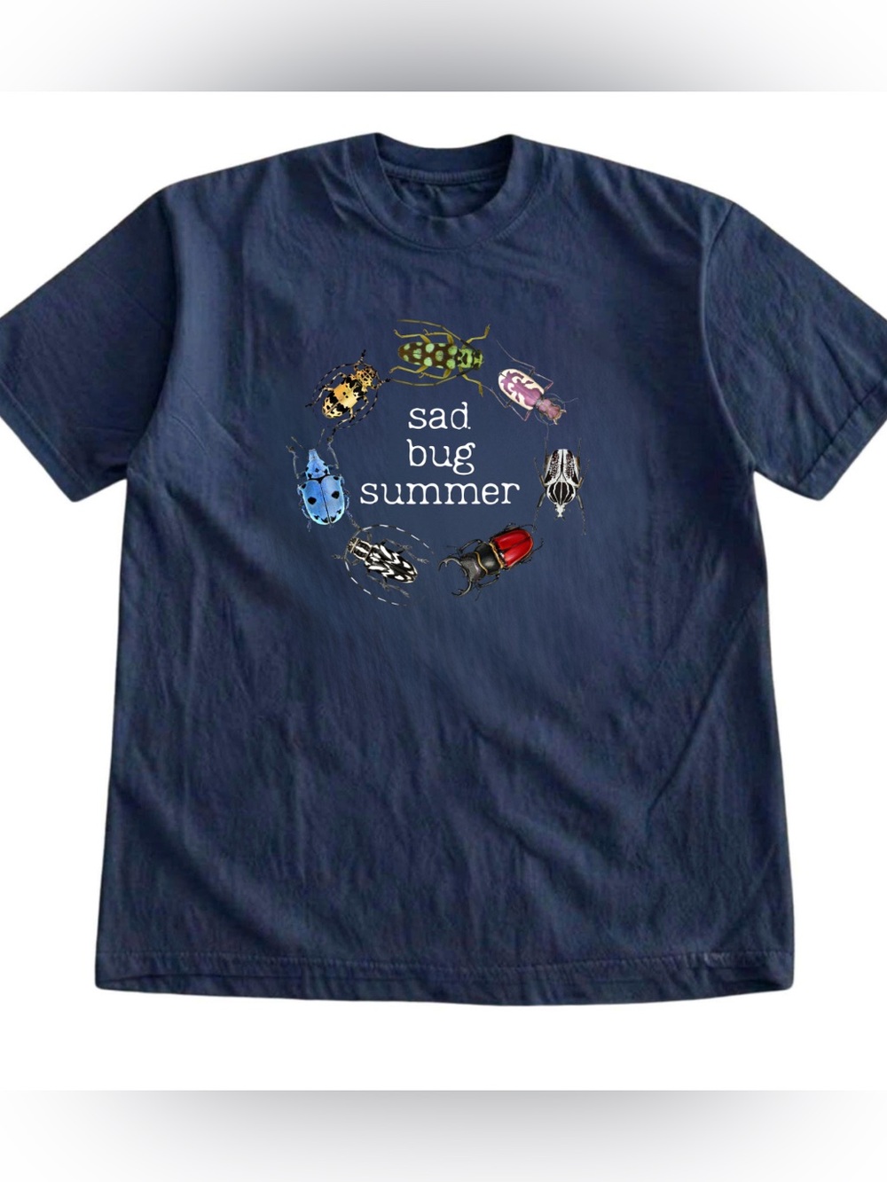 Vintage Insect Of Summer Graphic Tee - Navy Unisex Shirt